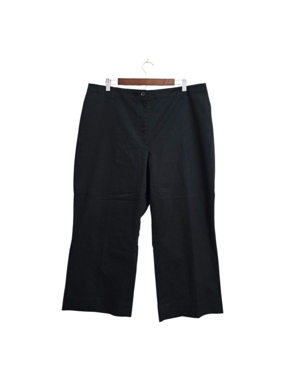 Lands' End High Rise 7 Day Twill Elastic Waist Wide Leg Crop Pants Black Sz 18W